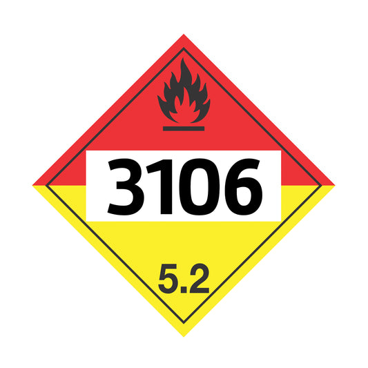 Hazard Class 5: Organic Peroxide 5.2 UN # 3106 Placard Sign | Transportation Placards Decal Stickers