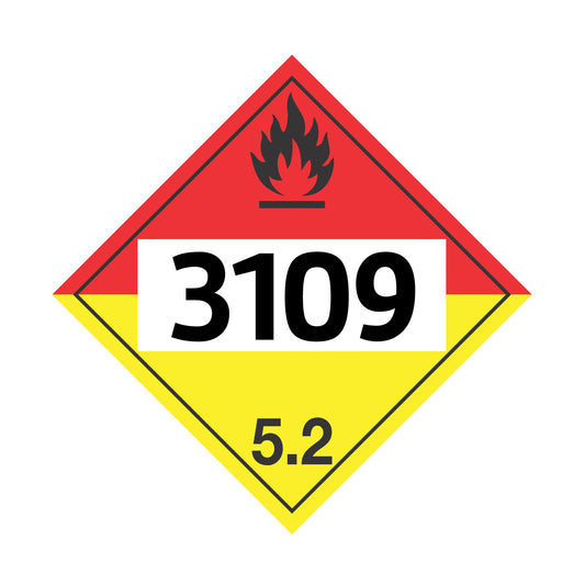 Hazard Class 5: Organic Peroxide 5.2 UN # 3109 Placard Sign | Transportation Placards Decal Stickers