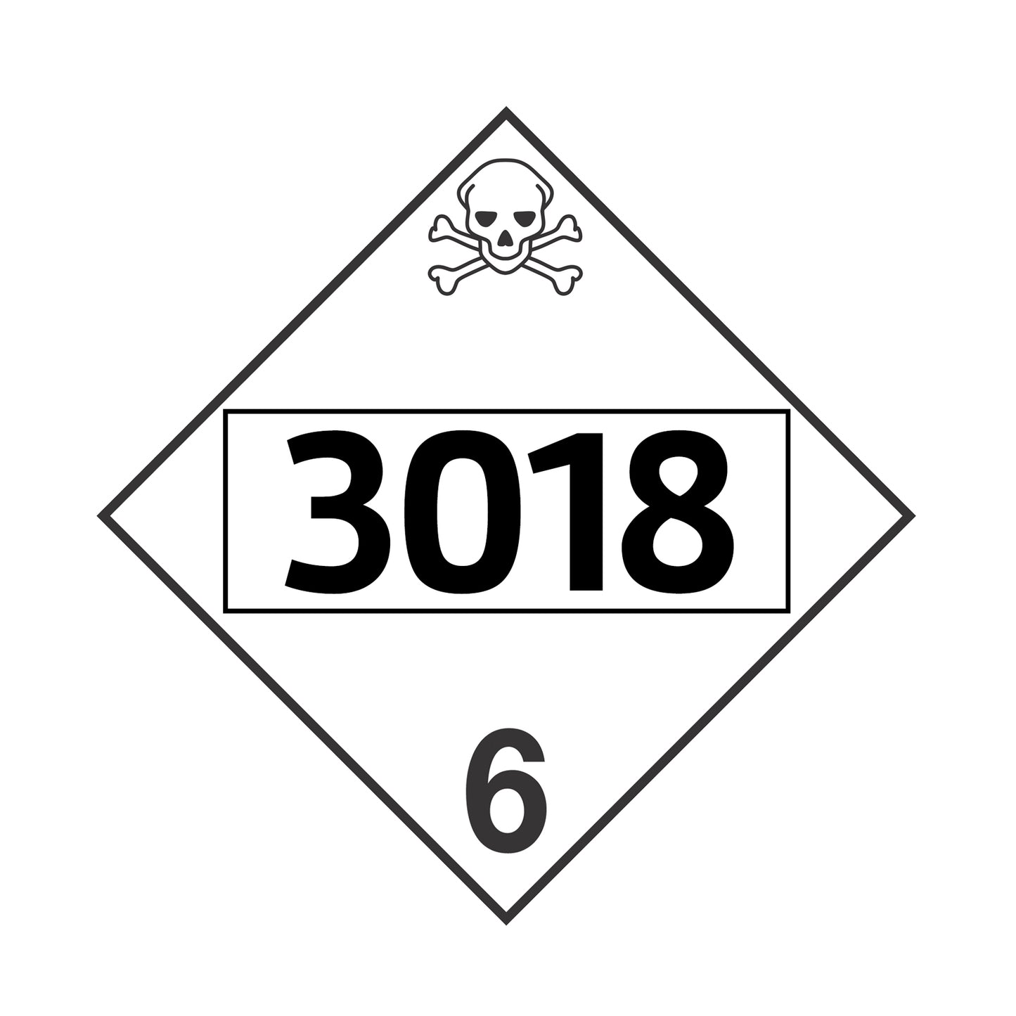 Hazard Class 6: UN # 3018 Placard Sign | Transportation Placards Decal Stickers