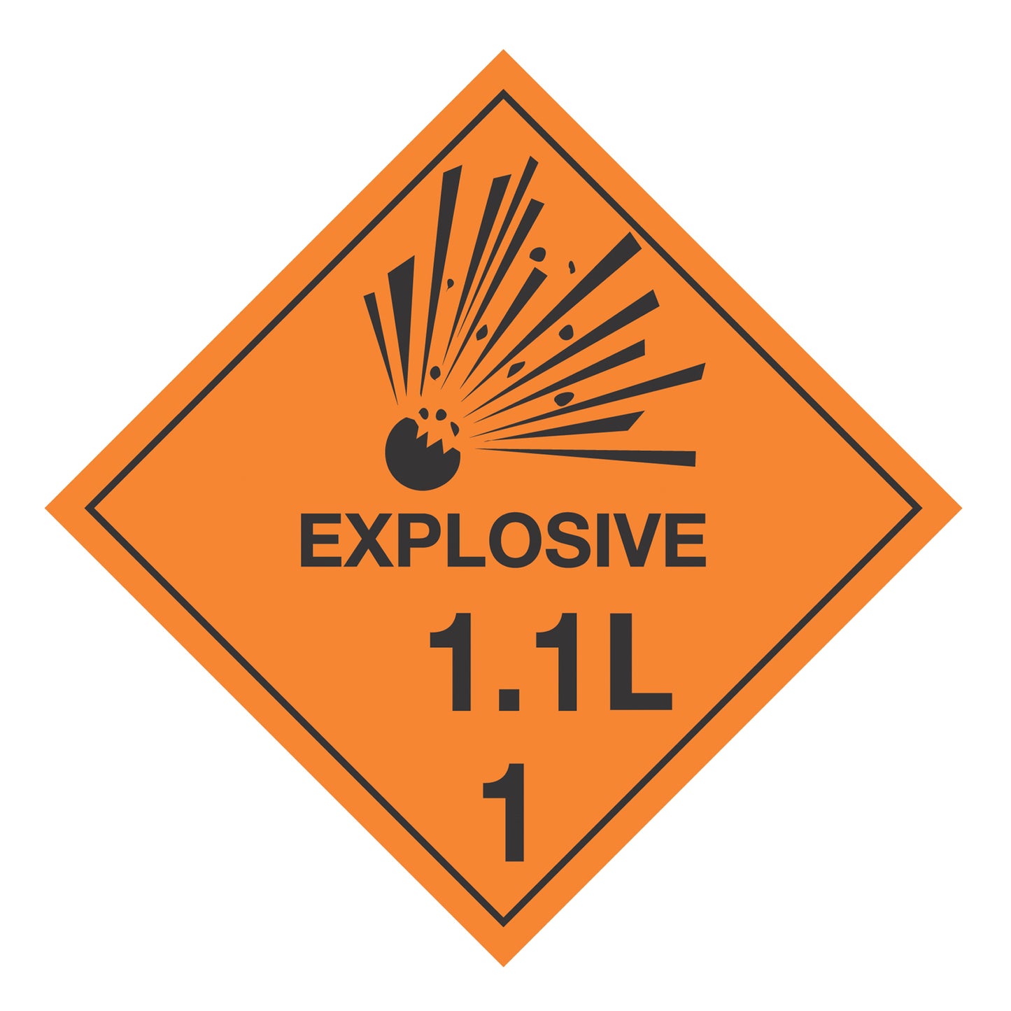 Hazard Class 1: Explosive 1.1L Placard Sign | Transportation Placards Decal Stickers