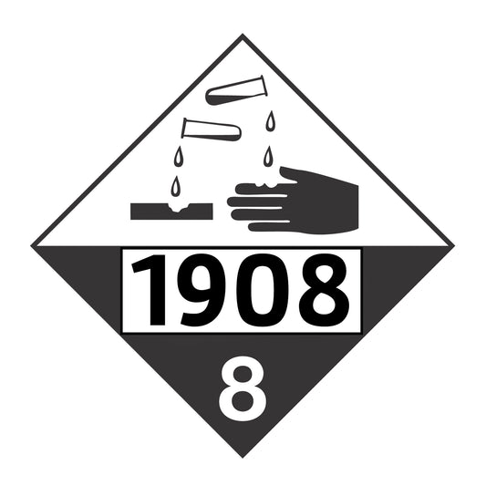 Hazard Class 8: Corrosive UN # 1908 Placard Sign | Transportation Placards Decal Stickers