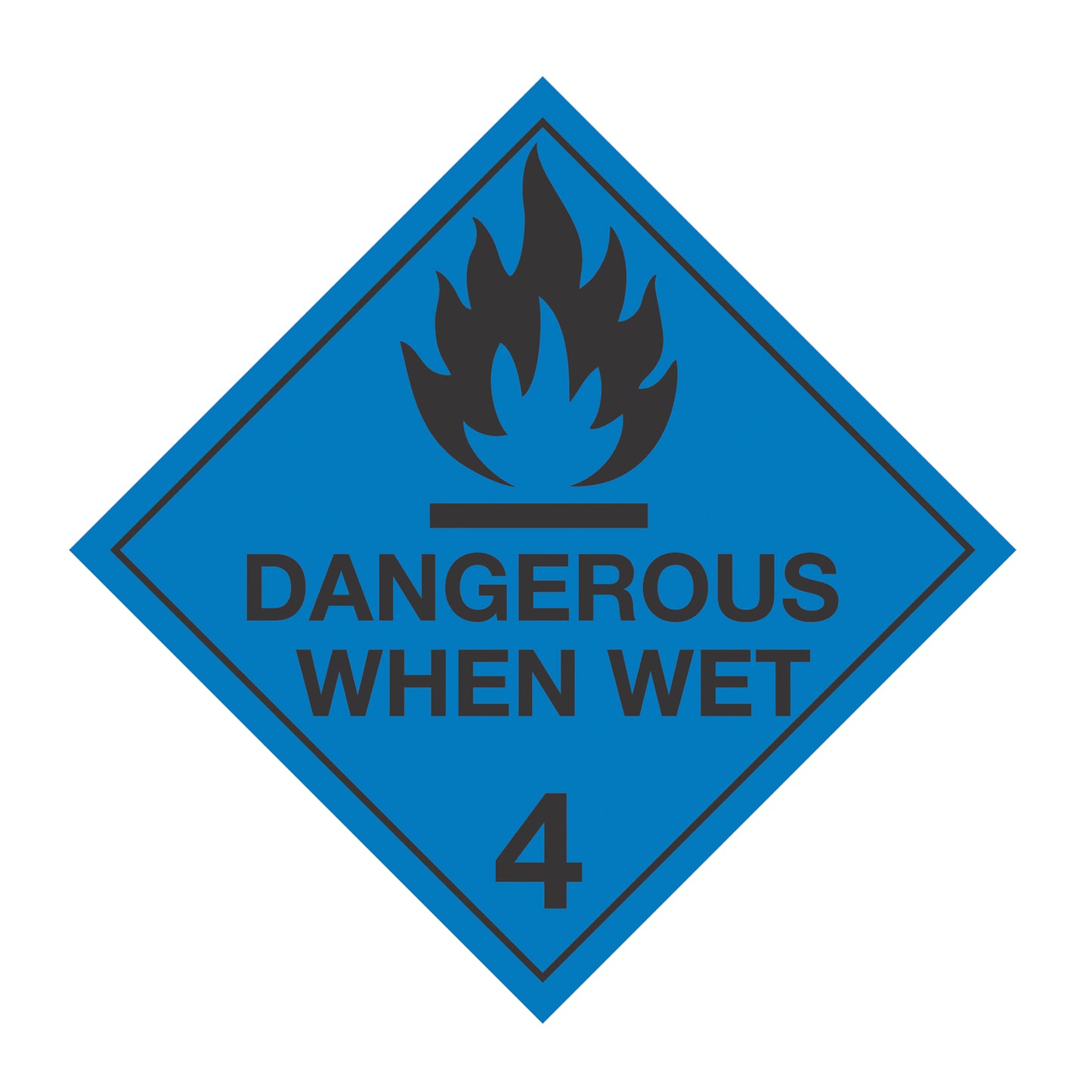 Hazard Class 4: Dangerous When Wet Placard Sign | Transportation Placards Decal Stickers