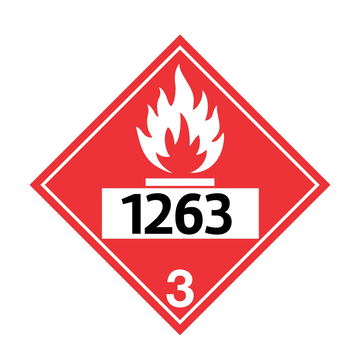 Hazard Class 3: Flammable Liquids UN # 1263 Placard Sign | Transportation Placards Decal Stickers