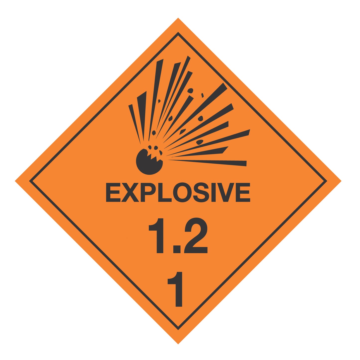 Hazard Class 1: Explosive 1.2 Placard Sign | Transportation Placards Decal Stickers