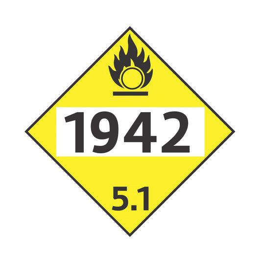 Hazard Class 5: Oxidizer UN # 1942 Placard Sign | Transportation Placards Decal Stickers