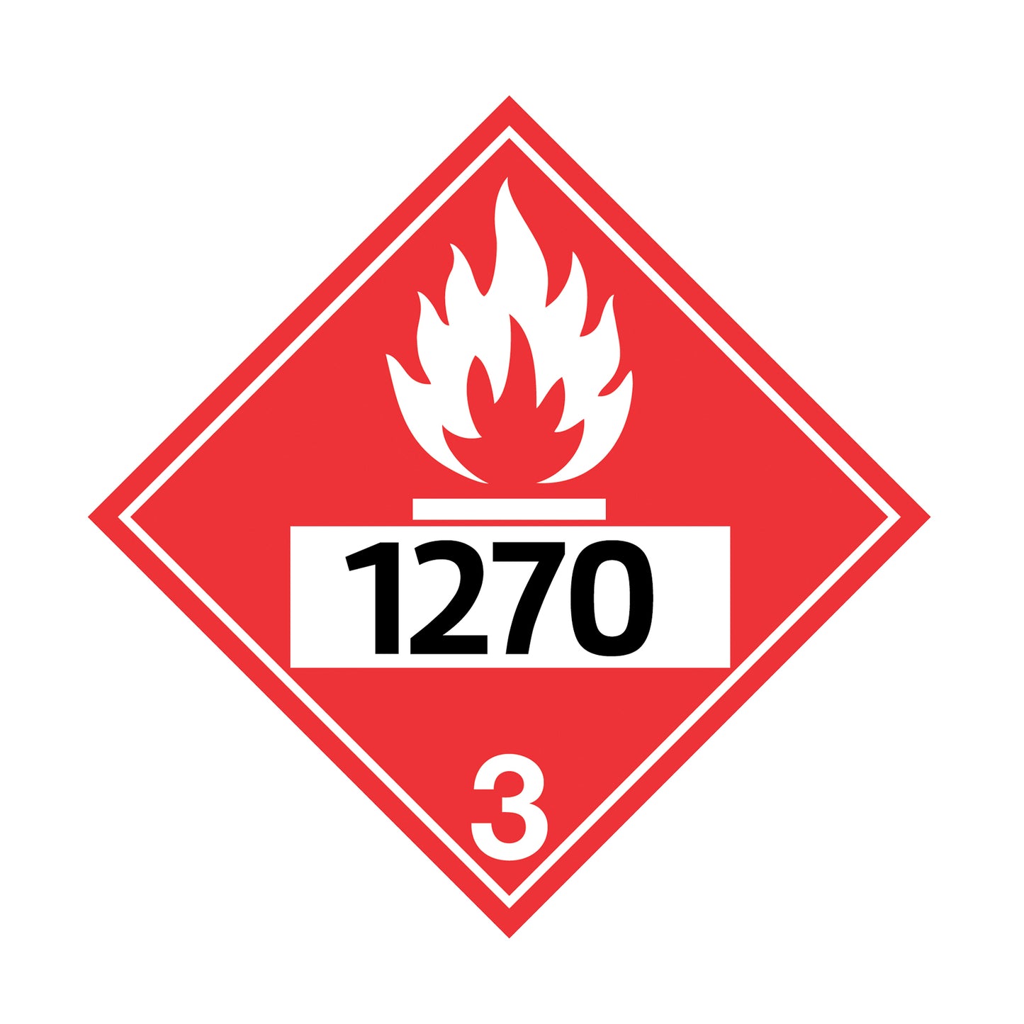 Hazard Class 3: Flammable Liquids UN # 1270 Placard Sign | Transportation Placards Decal Stickers