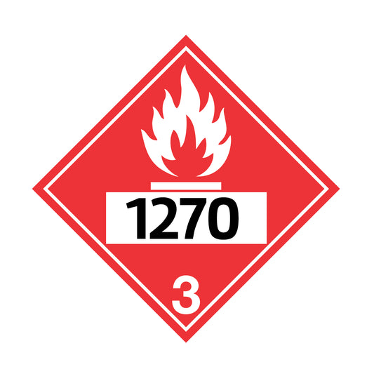 Hazard Class 3: Flammable Liquids UN # 1270 Placard Sign | Transportation Placards Decal Stickers